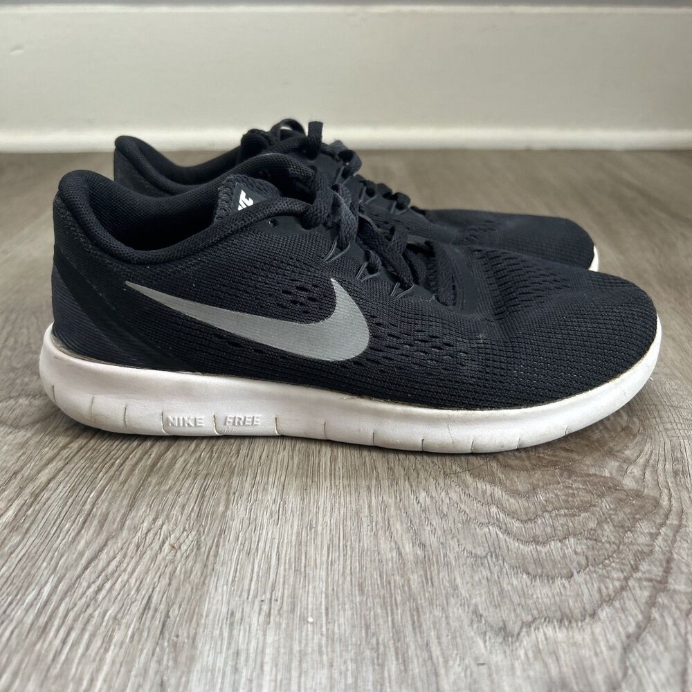 Nike Free RN Flyknit GS Shoes Youth 4Y Black Athletic Running Sneakers 833989